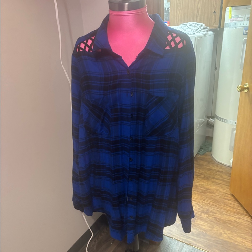 Torrid Blue Plaid Women's Top